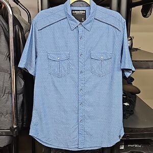 Machine Men's button up short sleeve shirt, Large
